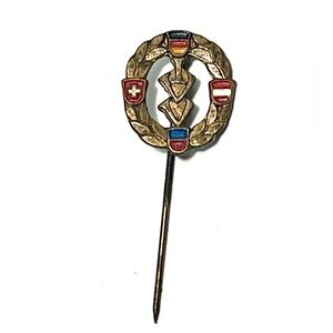 Vintage German Hiking Lapel Pin IVV 4 Shields Logo Metal Sport Badge Volkssport